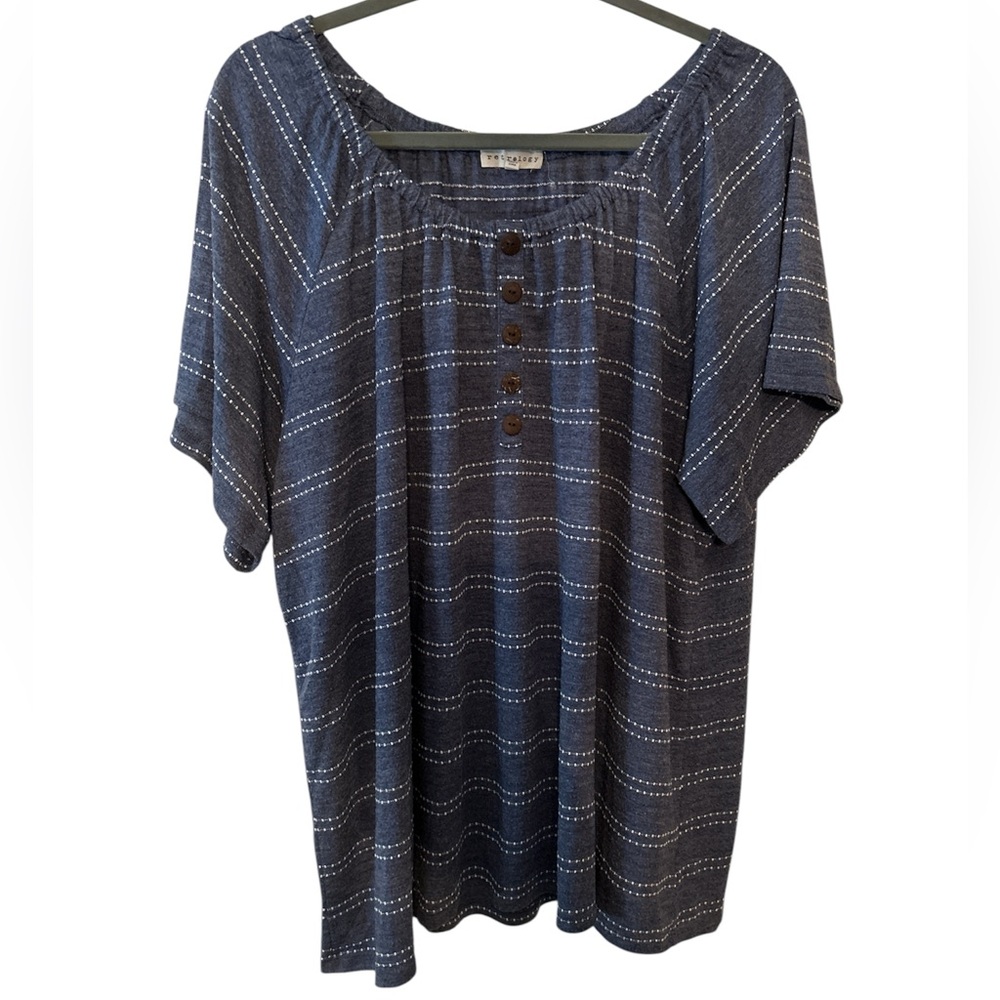 Blue Boxy Short Sleeve Top